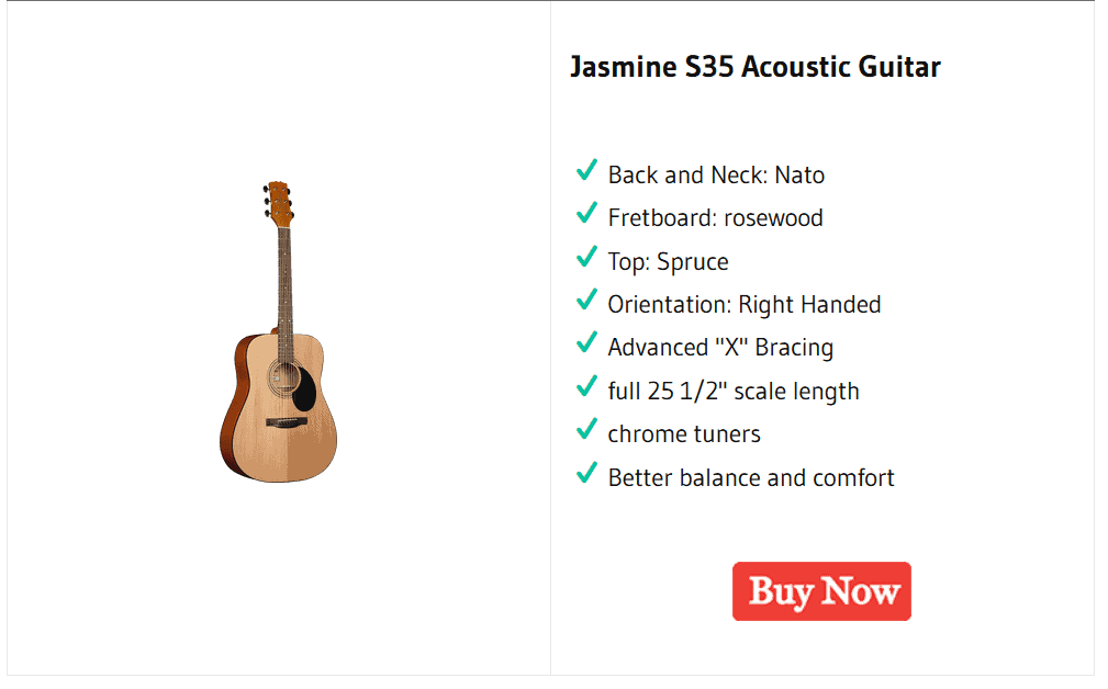 Jasmine S35 Acoustic Guitar features